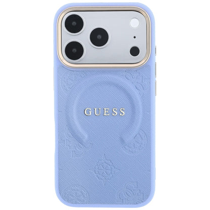 MagSafe-Hülle für Apple iPhone 18 Pro Max / 17 Pro Max, Guess, Saffiano Peony Ring, Blau