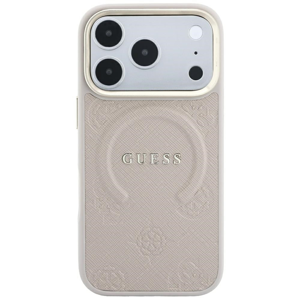 Coque MagSafe pour Apple iPhone 18 Pro Max / 17 Pro Max, Guess, Saffiano Peony Ring, Rose