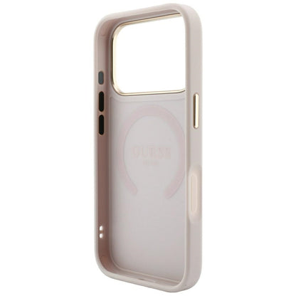 Coque MagSafe pour Apple iPhone 18 Pro Max / 17 Pro Max, Guess, Saffiano Peony Ring, Rose