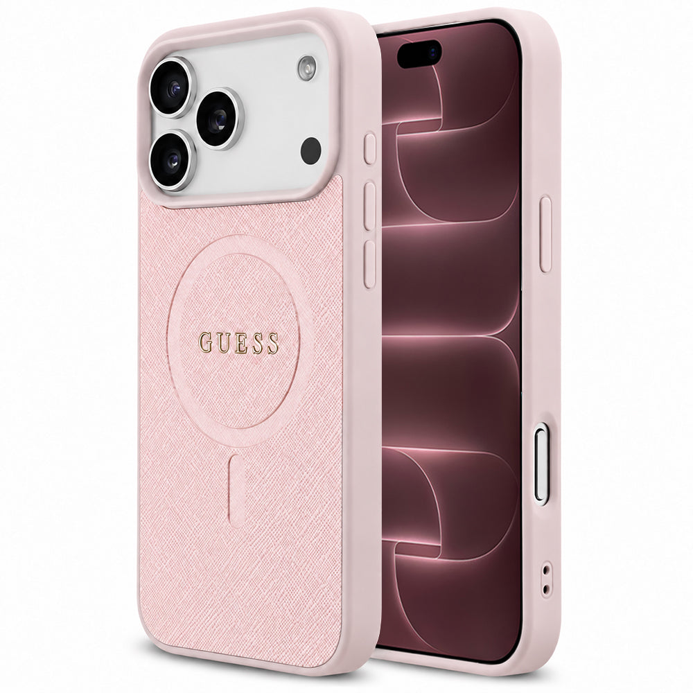 Custodia MagSafe per Apple iPhone 18 Pro Max / 17 Pro Max, Guess, Saffiano, Rosa