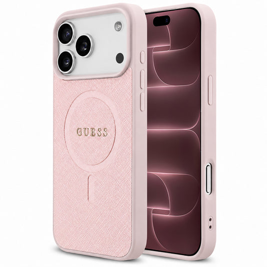 MagSafe-Hülle für Apple iPhone 18 Pro Max / 17 Pro Max, Guess, Saffiano, Rosa