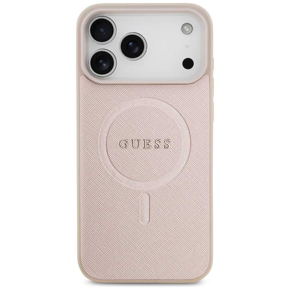 Custodia MagSafe per Apple iPhone 18 Pro Max / 17 Pro Max, Guess, Saffiano, Rosa