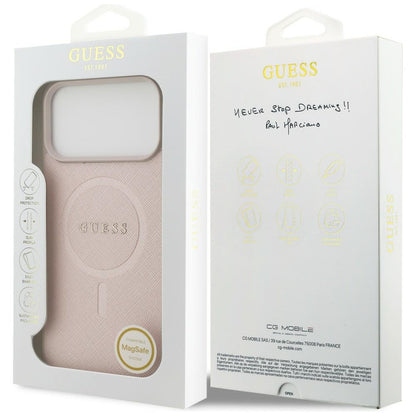 Custodia MagSafe per Apple iPhone 18 Pro Max / 17 Pro Max, Guess, Saffiano, Rosa