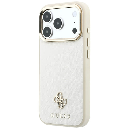 Custodia MagSafe per Apple iPhone 18 Pro Max / 17 Pro Max, Guess, Saffiano Small 4G Classic, Beige