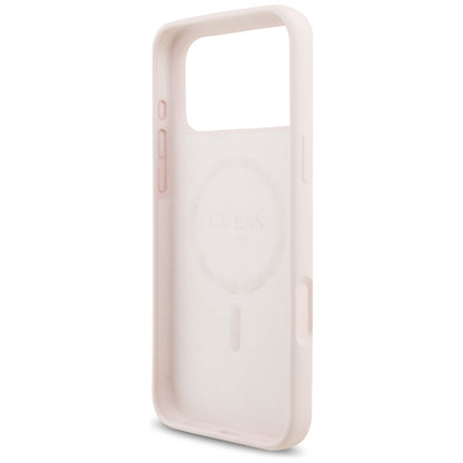 Coque MagSafe pour Apple iPhone 18 Pro Max / 17 Pro Max, Guess, Logo Métal Script, Rose