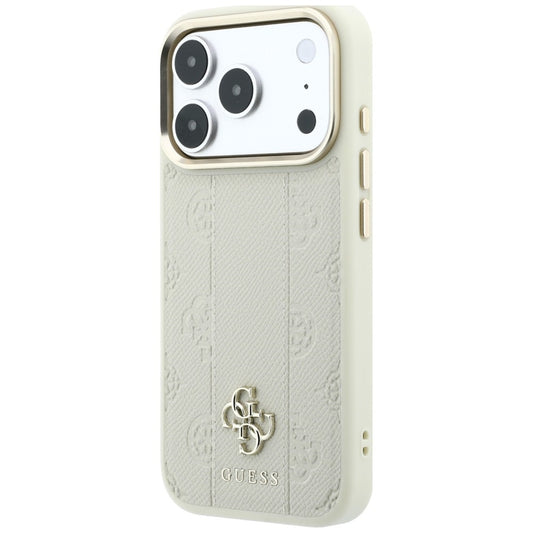 Custodia MagSafe per Apple iPhone 18 Pro Max / 17 Pro Max, Guess, Stripe Peony 4G, Beige