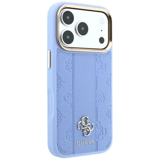 Custodia MagSafe per Apple iPhone 18 Pro Max / 17 Pro Max, Guess, Stripe Peony 4G, Blu