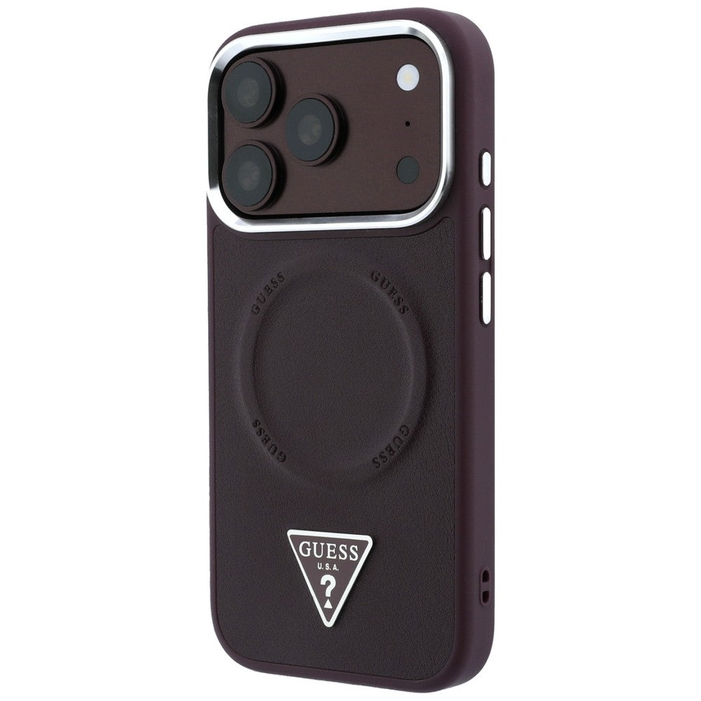 MagSafe Case for Apple iPhone 18 Pro Max / 17 Pro Max, Guess, Triangle Logo, Burgundy