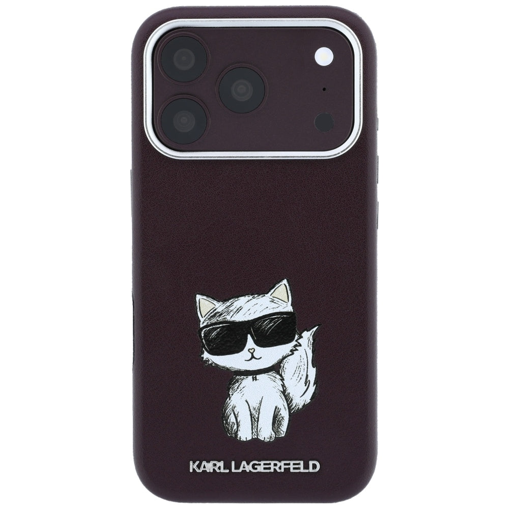 Coque MagSafe pour Apple iPhone 18 Pro Max / 17 Pro Max, Karl Lagerfeld, Choupette Sketch, Bordeaux