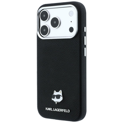 Coque MagSafe pour Apple iPhone 18 Pro Max / 17 Pro Max, Karl Lagerfeld, Grained Choupette Head Metal, noire