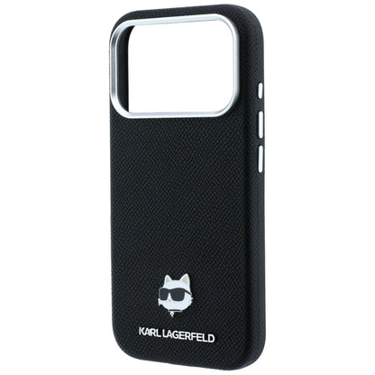 Coque MagSafe pour Apple iPhone 18 Pro Max / 17 Pro Max, Karl Lagerfeld, Grained Choupette Head Metal, noire