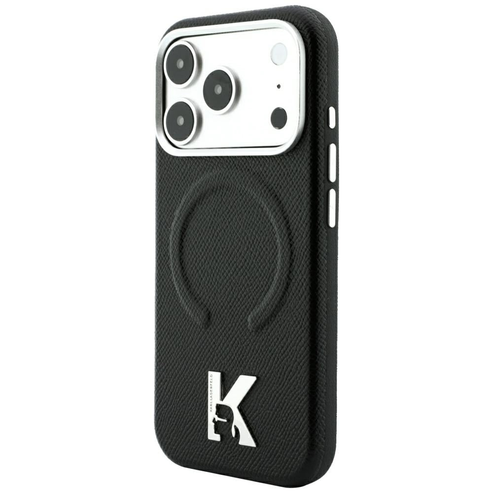MagSafe-Hülle für Apple iPhone 18 Pro Max / 17 Pro Max, Karl Lagerfeld, Grained Embossed Ring, Schwarz
