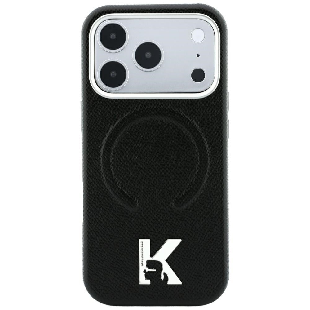 MagSafe-Hülle für Apple iPhone 18 Pro Max / 17 Pro Max, Karl Lagerfeld, Grained Embossed Ring, Schwarz