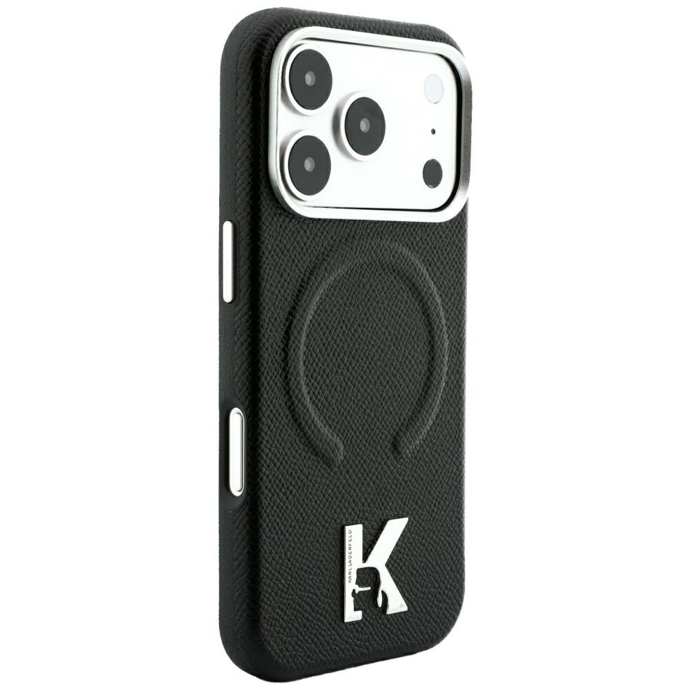 MagSafe-Hülle für Apple iPhone 18 Pro Max / 17 Pro Max, Karl Lagerfeld, Grained Embossed Ring, Schwarz