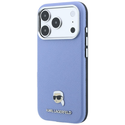 Custodia MagSafe per Apple iPhone 18 Pro Max / 17 Pro Max, Karl Lagerfeld, Metallo Testa Karl Grana, Blu