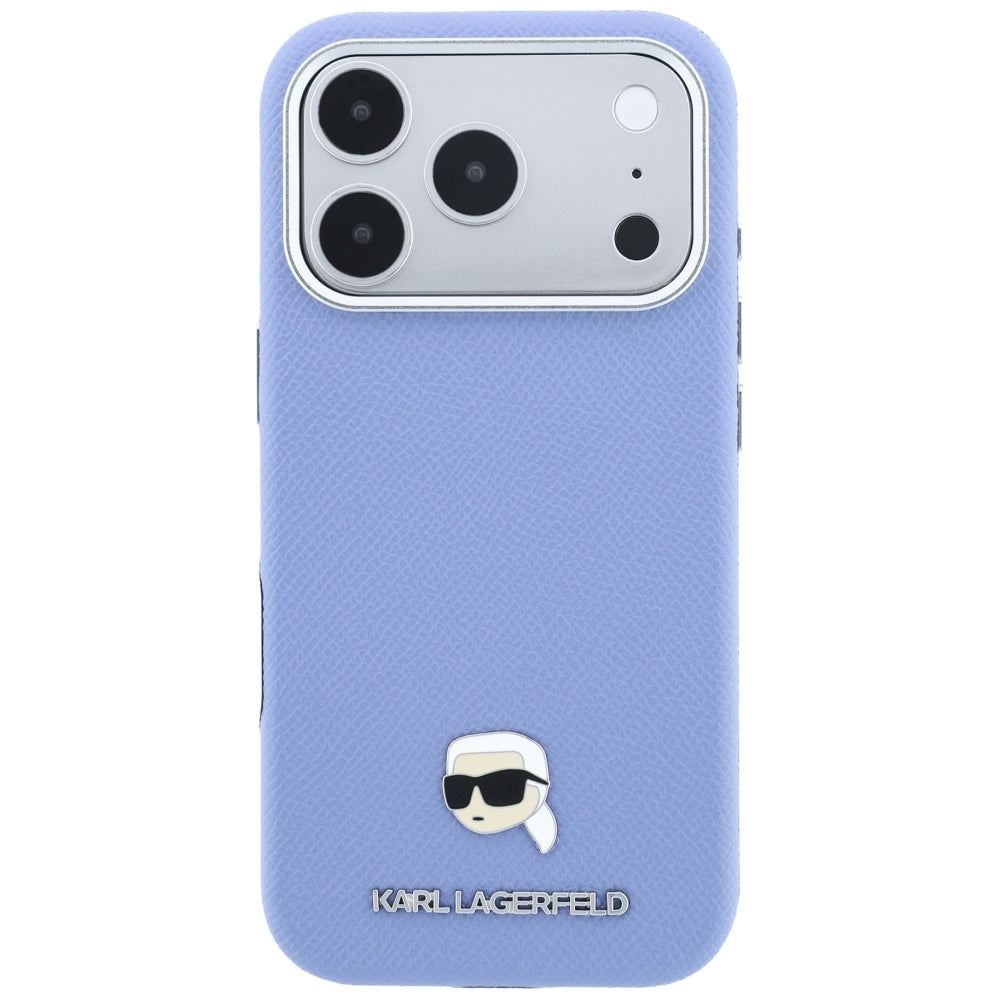 Custodia MagSafe per Apple iPhone 18 Pro Max / 17 Pro Max, Karl Lagerfeld, Metallo Testa Karl Grana, Blu