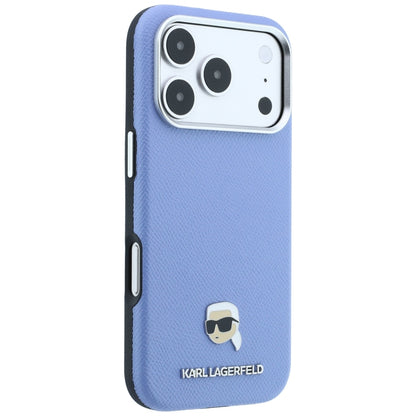 Custodia MagSafe per Apple iPhone 18 Pro Max / 17 Pro Max, Karl Lagerfeld, Metallo Testa Karl Grana, Blu