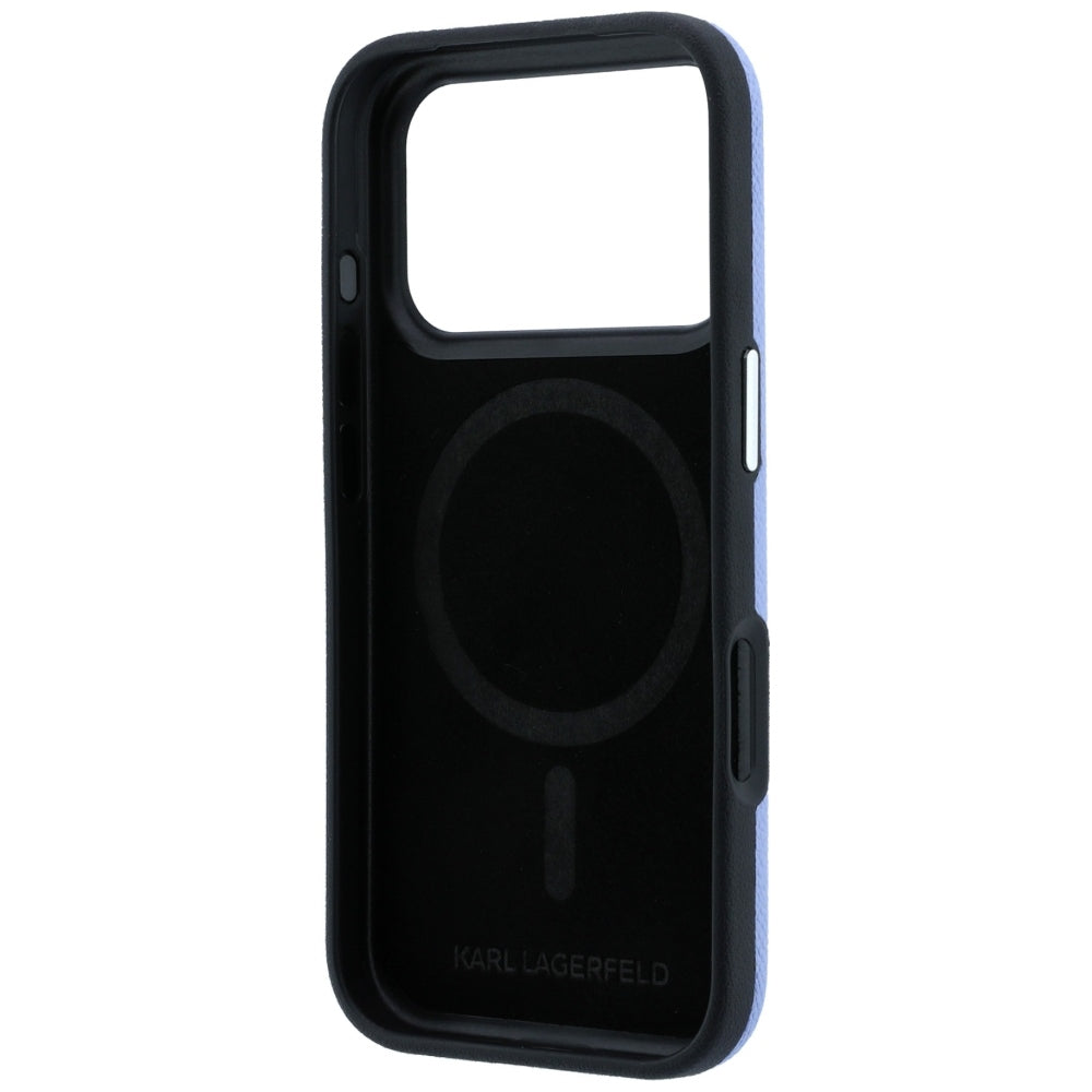 Custodia MagSafe per Apple iPhone 18 Pro Max / 17 Pro Max, Karl Lagerfeld, Metallo Testa Karl Grana, Blu