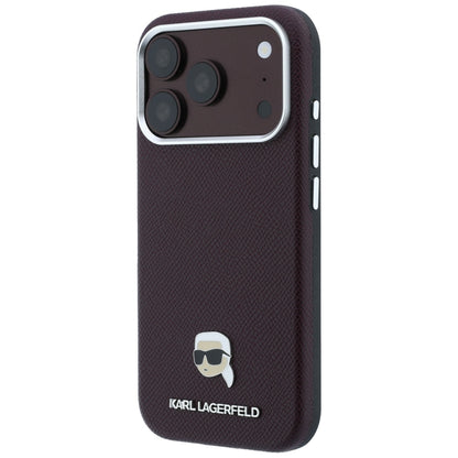 Custodia MagSafe per Apple iPhone 18 Pro Max / 17 Pro Max, Karl Lagerfeld, Metallo Testa Karl Grana, Vinaccia