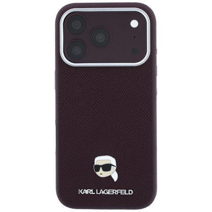 Custodia MagSafe per Apple iPhone 18 Pro Max / 17 Pro Max, Karl Lagerfeld, Metallo Testa Karl Grana, Vinaccia