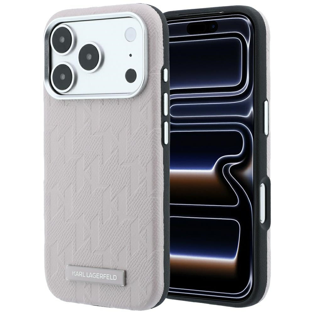 Custodia MagSafe per Apple iPhone 18 Pro Max / 17 Pro Max, Karl Lagerfeld, Logo in resina monocromatica granulata, Rosa
