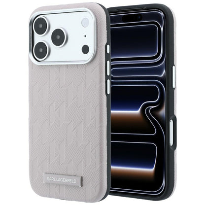 Custodia MagSafe per Apple iPhone 18 Pro Max / 17 Pro Max, Karl Lagerfeld, Logo in resina monocromatica granulata, Rosa