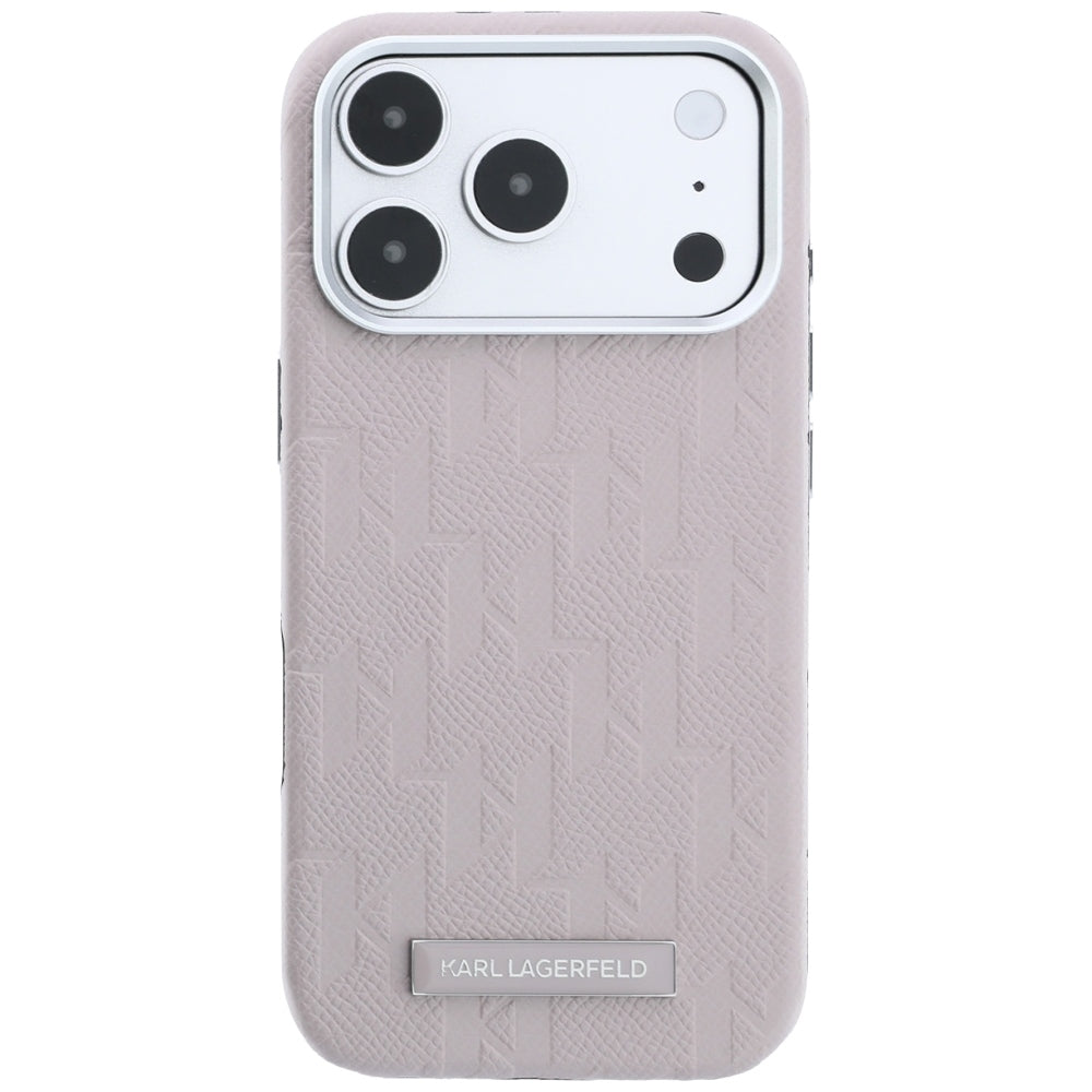 Custodia MagSafe per Apple iPhone 18 Pro Max / 17 Pro Max, Karl Lagerfeld, Logo in resina monocromatica granulata, Rosa