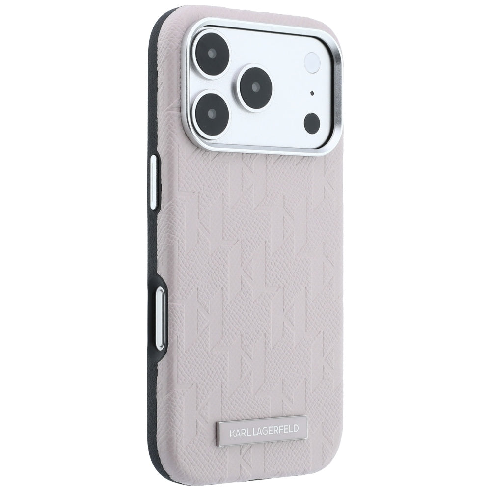 Custodia MagSafe per Apple iPhone 18 Pro Max / 17 Pro Max, Karl Lagerfeld, Logo in resina monocromatica granulata, Rosa