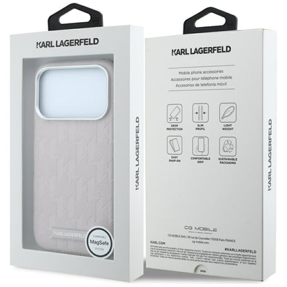 Custodia MagSafe per Apple iPhone 18 Pro Max / 17 Pro Max, Karl Lagerfeld, Logo in resina monocromatica granulata, Rosa