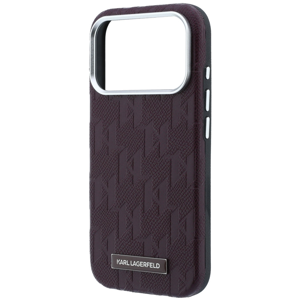 Coque MagSafe pour Apple iPhone 18 Pro Max / 17 Pro Max, Karl Lagerfeld, Logo en résine mono grainée, Bordeaux