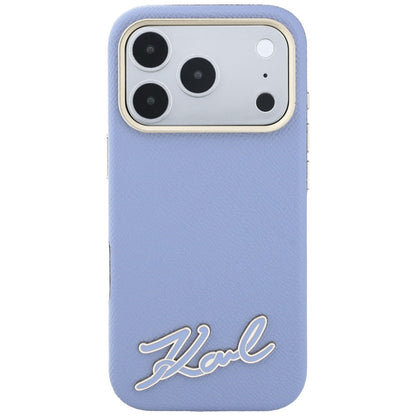 Coque MagSafe pour Apple iPhone 18 Pro Max / 17 Pro Max, Karl Lagerfeld, logo en résine grainée, bleu