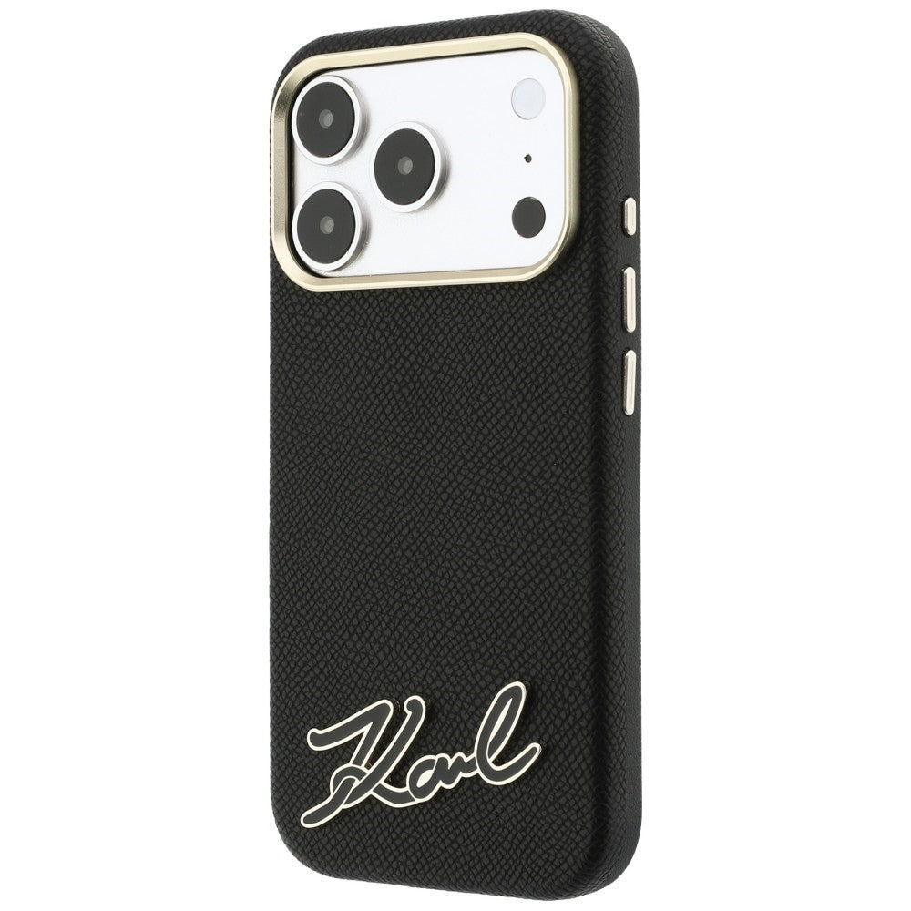 Coque MagSafe pour Apple iPhone 18 Pro Max / 17 Pro Max, Karl Lagerfeld, logo en résine grainée, noire
