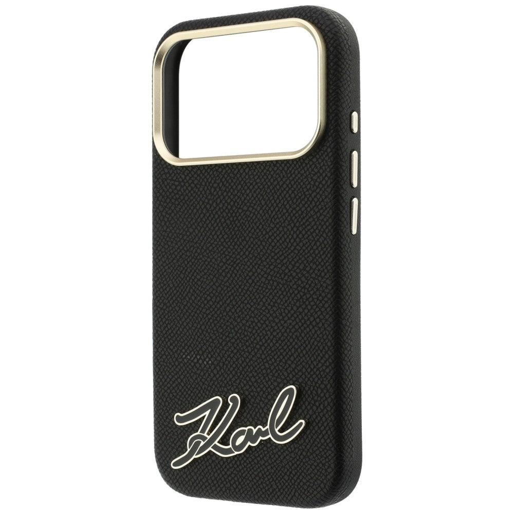 Coque MagSafe pour Apple iPhone 18 Pro Max / 17 Pro Max, Karl Lagerfeld, logo en résine grainée, noire