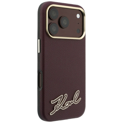 Coque MagSafe pour Apple iPhone 18 Pro Max / 17 Pro Max, Karl Lagerfeld, Logo en résine grainée, Bordeaux