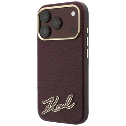 Coque MagSafe pour Apple iPhone 18 Pro Max / 17 Pro Max, Karl Lagerfeld, Logo en résine grainée, Bordeaux