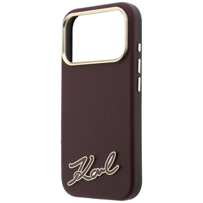 Coque MagSafe pour Apple iPhone 18 Pro Max / 17 Pro Max, Karl Lagerfeld, Logo en résine grainée, Bordeaux