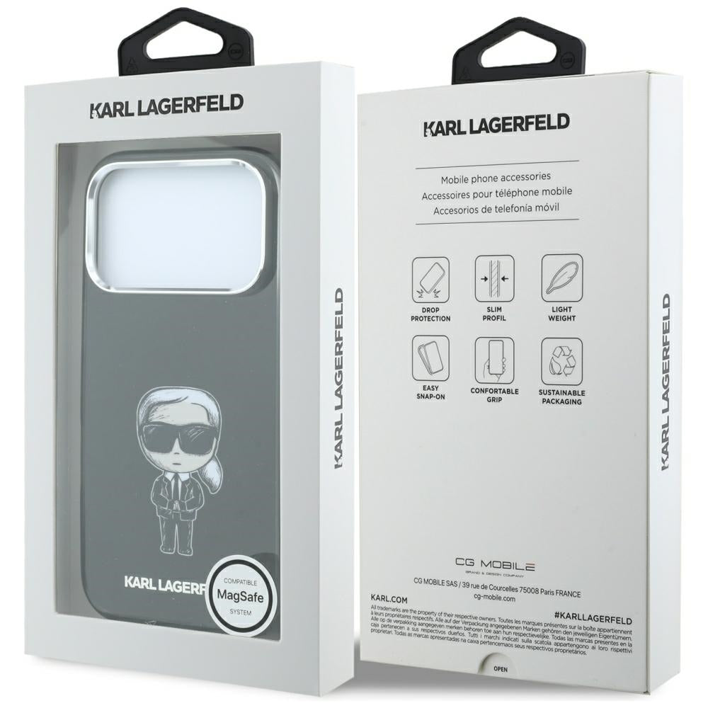 Custodia MagSafe per Apple iPhone 18 Pro Max / 17 Pro Max, Karl Lagerfeld, HC IML Ikonik Sketch Print, Nera