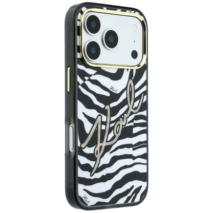 Coque MagSafe pour Apple iPhone 18 Pro Max / 17 Pro Max, Karl Lagerfeld, HC IML Signature Zebra Glitter Gold, Noire