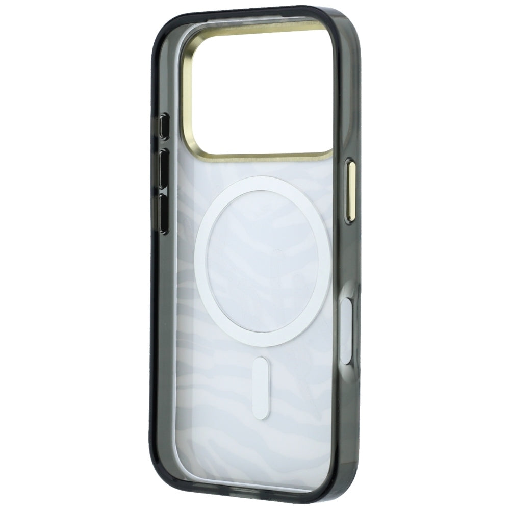 Coque MagSafe pour Apple iPhone 18 Pro Max / 17 Pro Max, Karl Lagerfeld, HC IML Signature Zebra Glitter Gold, Noire