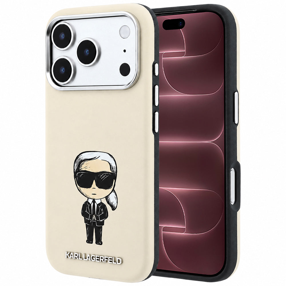 Coque MagSafe pour Apple iPhone 18 Pro Max / 17 Pro Max, Karl Lagerfeld, Ikonik Sketch, Beige