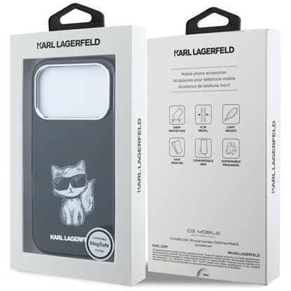 Custodia MagSafe per Apple iPhone 18 Pro Max / 17 Pro Max, Karl Lagerfeld, IML Choupette Body Sketch Print, Nera