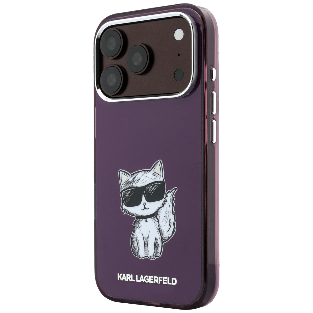 Coque MagSafe pour Apple iPhone 18 Pro Max / 17 Pro Max, Karl Lagerfeld, IML Choupette Body Sketch Print, Bordeaux