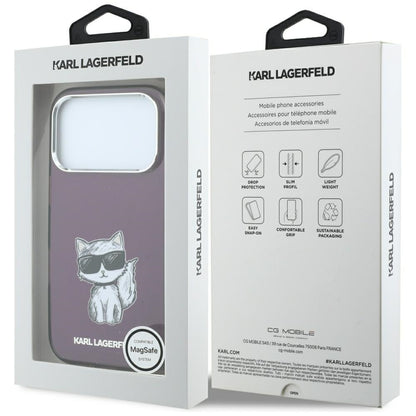 Coque MagSafe pour Apple iPhone 18 Pro Max / 17 Pro Max, Karl Lagerfeld, IML Choupette Body Sketch Print, Bordeaux