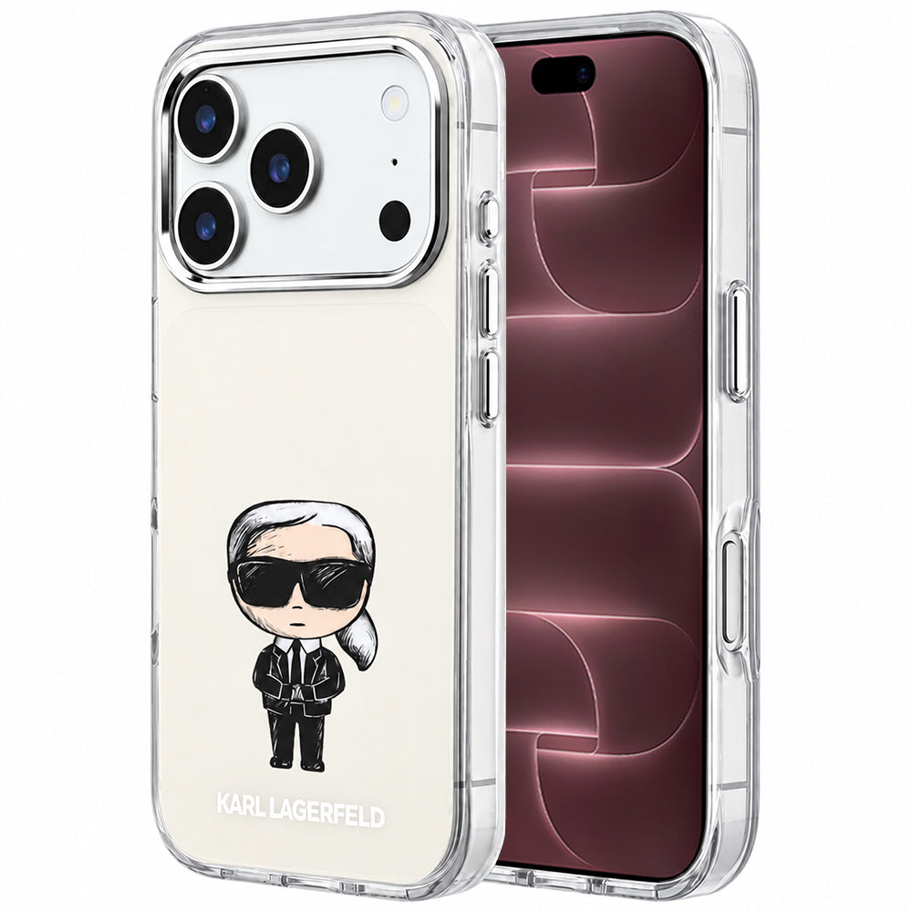 Coque MagSafe pour Apple iPhone 18 Pro Max / 17 Pro Max, Karl Lagerfeld, IML Ikonik Sketch Print, Beige