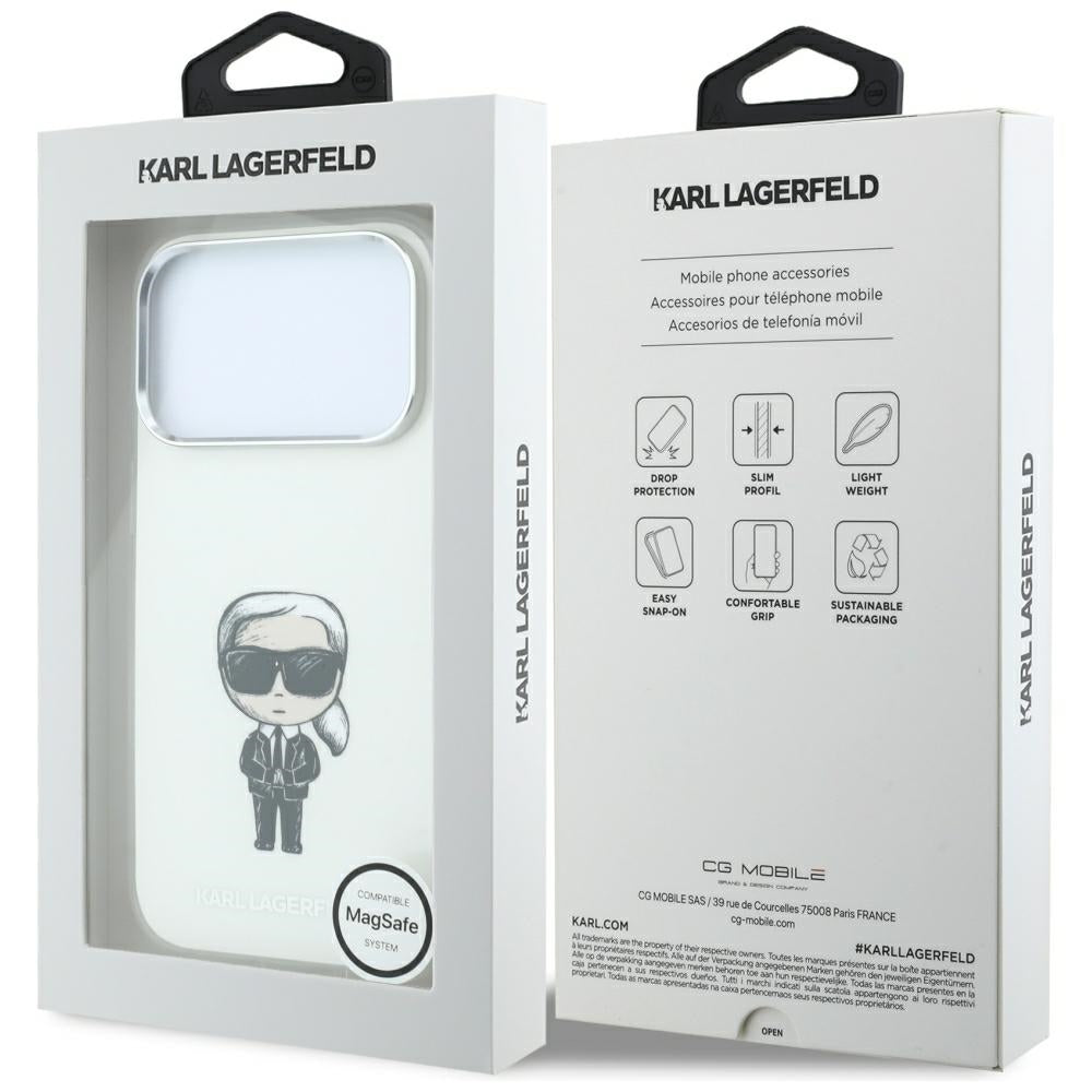 Coque MagSafe pour Apple iPhone 18 Pro Max / 17 Pro Max, Karl Lagerfeld, IML Ikonik Sketch Print, Beige