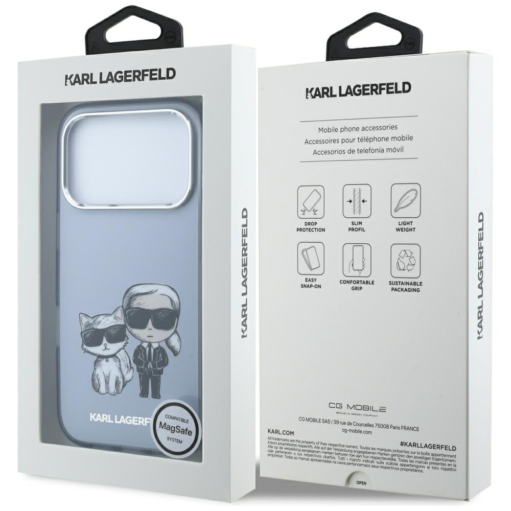 MagSafe-Hülle für Apple iPhone 18 Pro Max / 17 Pro Max, Karl Lagerfeld, IML KC Bodies Sketch Print, Blau
