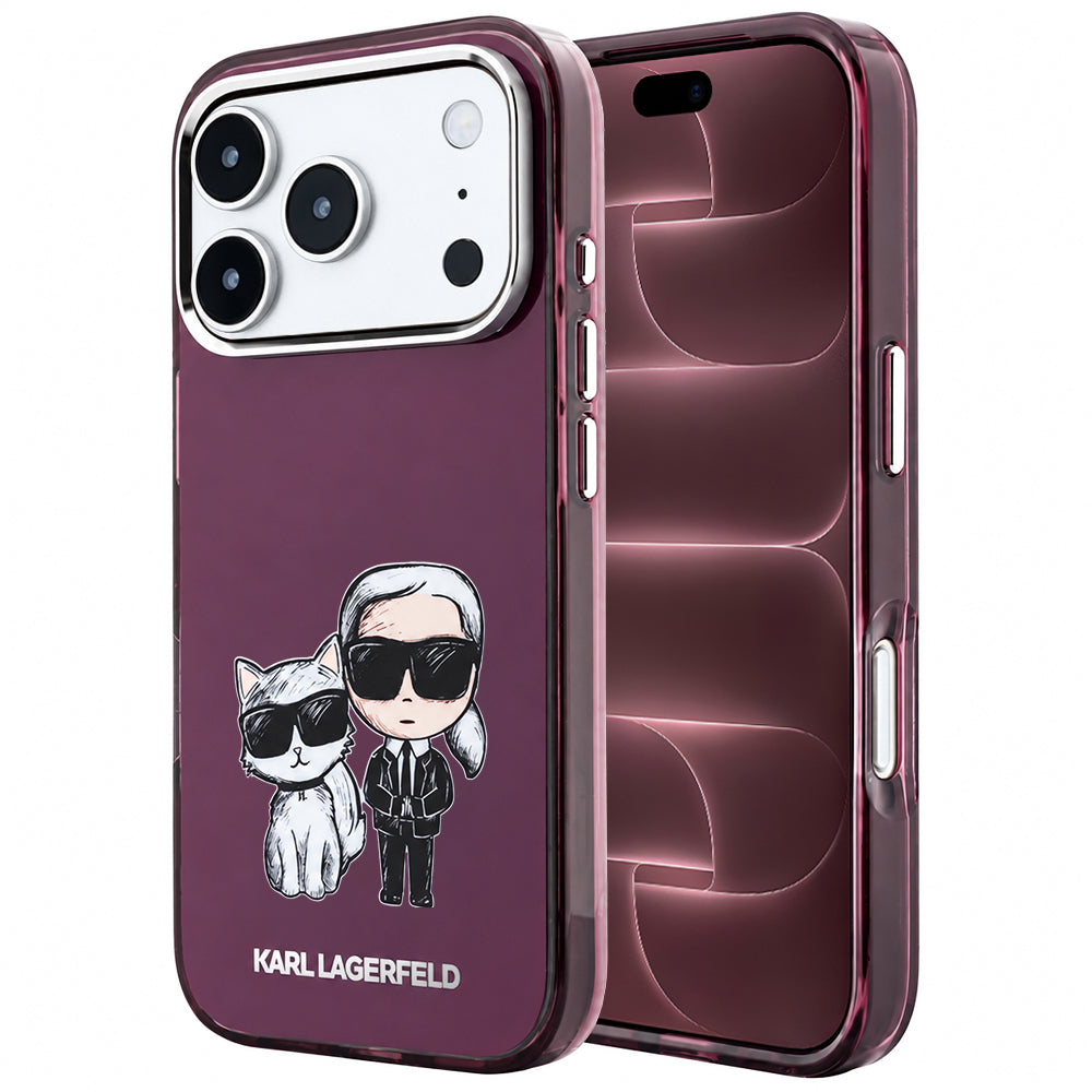 Coque MagSafe pour Apple iPhone 18 Pro Max / 17 Pro Max, Karl Lagerfeld, IML KC Bodies Sketch Print, Bordeaux