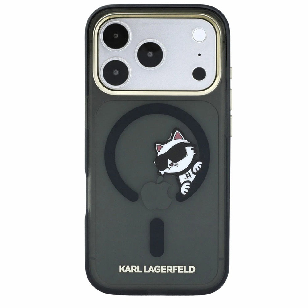 Custodia MagSafe per Apple iPhone 18 Pro Max / 17 Pro Max, Karl Lagerfeld, IML Peekaboo Print e Cornice Metallica, Nera