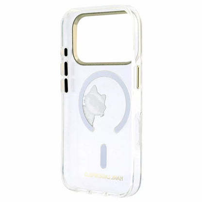 Custodia MagSafe per Apple iPhone 18 Pro Max / 17 Pro Max, Karl Lagerfeld, IML Peekaboo Print e Cornice Metallica, Trasparente