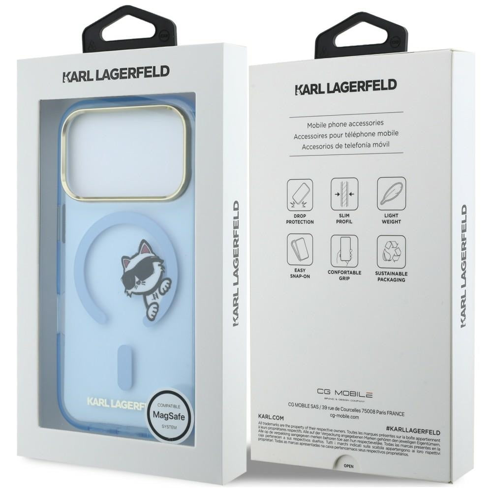 MagSafe Case for Apple iPhone 18 Pro Max / 17 Pro Max, Karl Lagerfeld, IML Peekaboo Print and Metal Frame, Blue